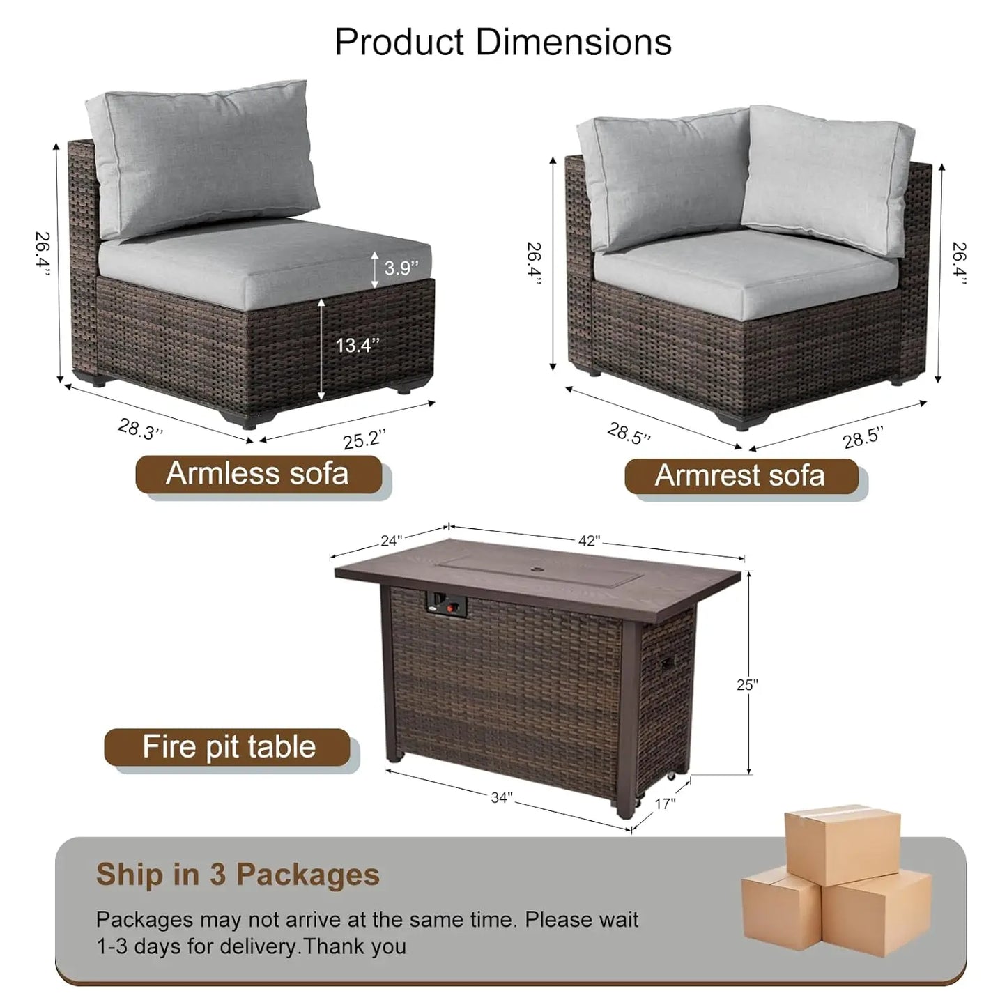 7-Pieces Patio Furniture Sets Outdoor Sectional Sofa