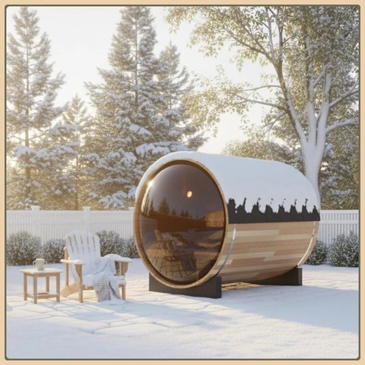Wooden Panoramic Sauna 70.86x74.86", 220V Electric Heater for Outdoor