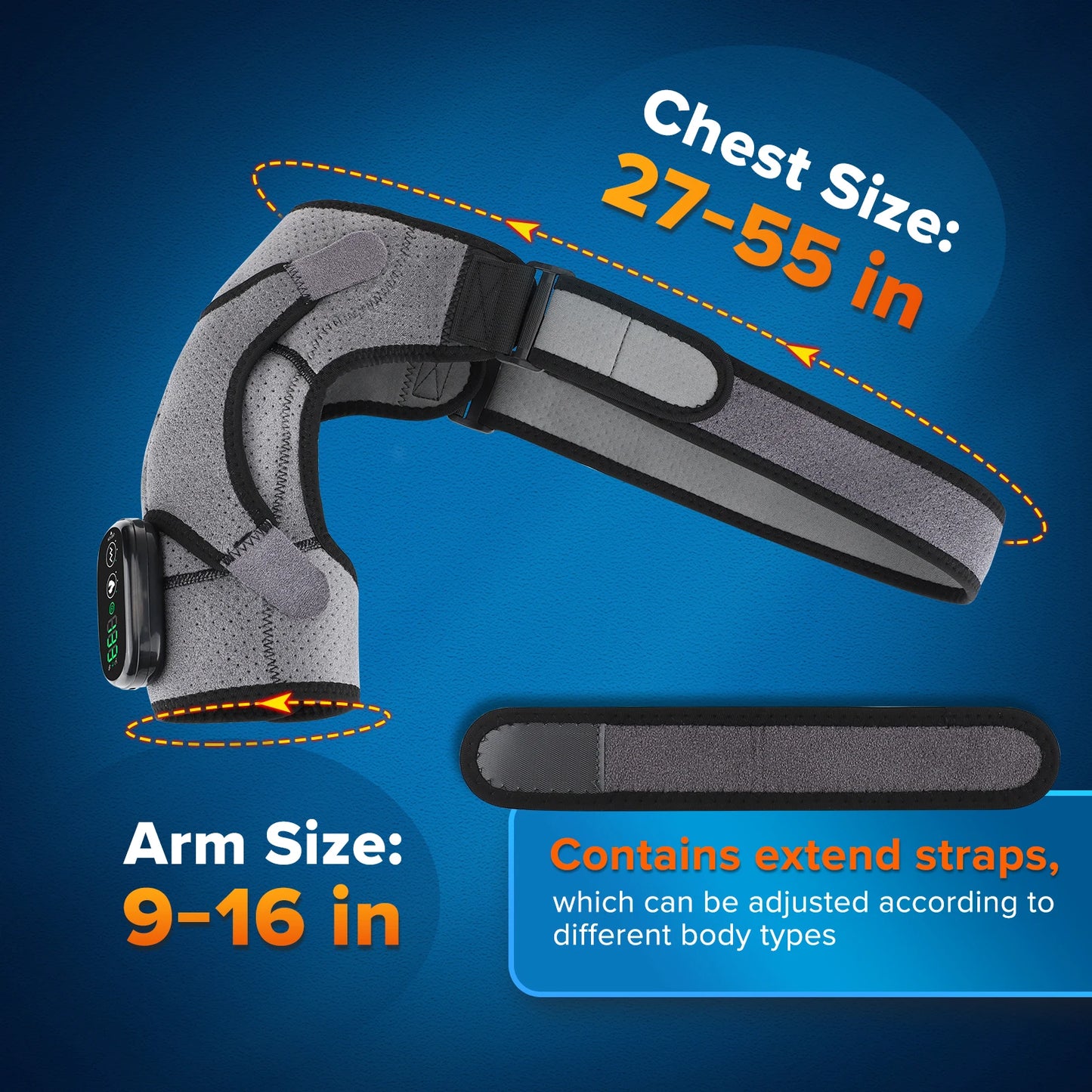 Electric Shoulder Support with Heat & Vibration - Adjustable Comfort Brace