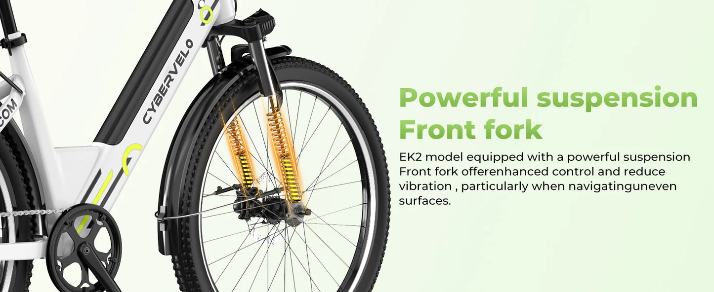 26" Step-Thru Electric Bike for Adult,1000w Peak Motor 80Miles Range,