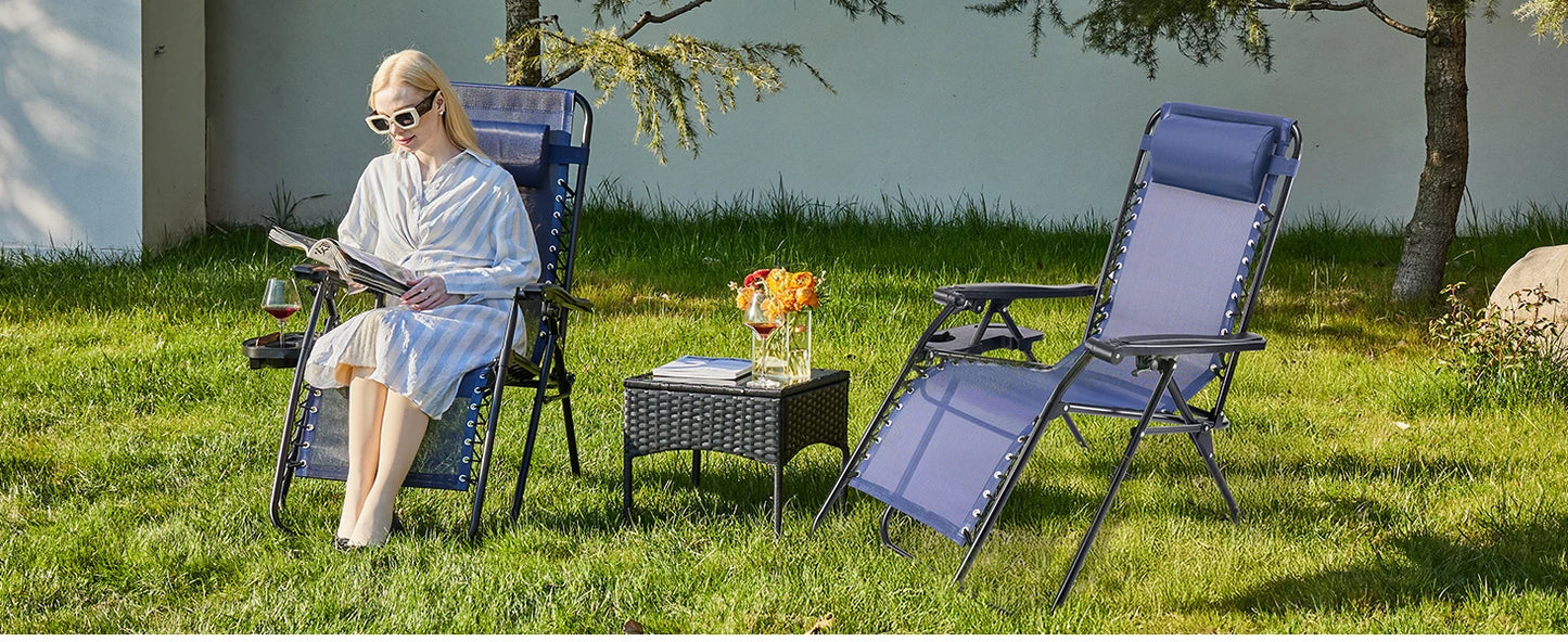 Zero Gravity Set of 2 Portable Recliner Camping Patio Out door