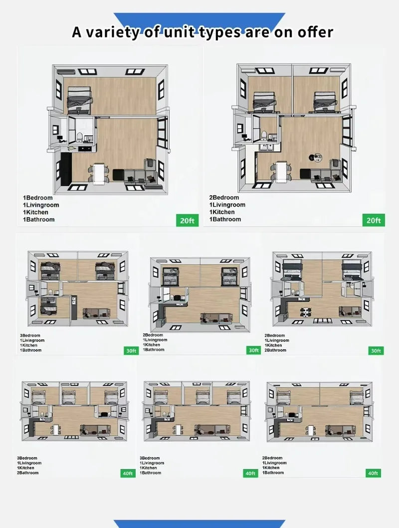 Container Shelter Foldable Prefabricated House for Camp Office Staff Accommodation and Guest Room Customized