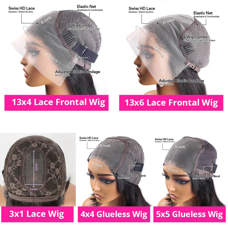 Short Bob Wig Human Hair Wear And Go Glue less Wigs 5x5 Hd Lace Closure Wig 13x6