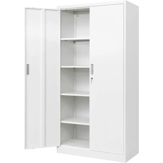 Metal Storage Cabinet, 72" H x 36" W x 18" D Locking with Adjustable Shelves