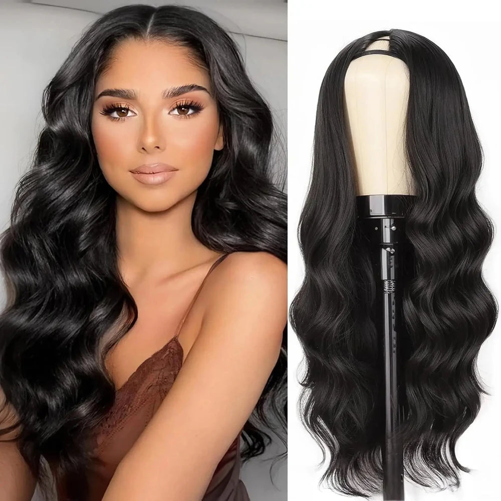 No Leave Out V Part Body Wave Wigs 200% Density Upgrade Brazilian Hair 32 Inches