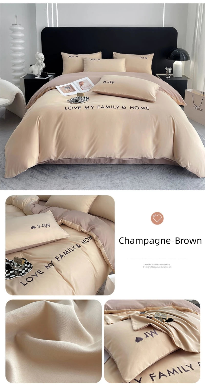 Nordic Luxury Egyptian Cotton Bedding Set King Queen Double Twin Size