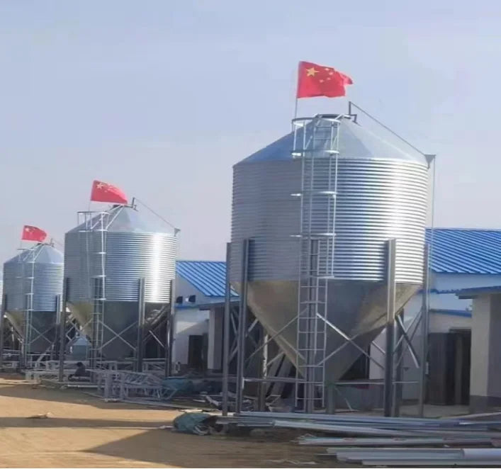 Galvanized Steel Capacity 15 Tons Grain Silo Chicken Feed Pellet Storage Tower HJ-N15T