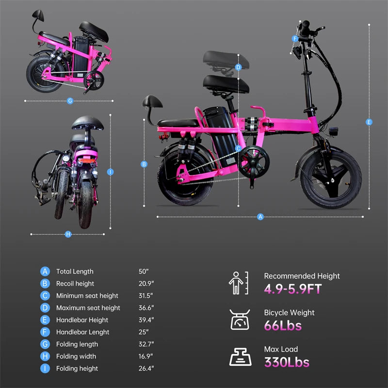 Electric Bike for Adults and Women 500W Motor 20MPH Commuter Folding