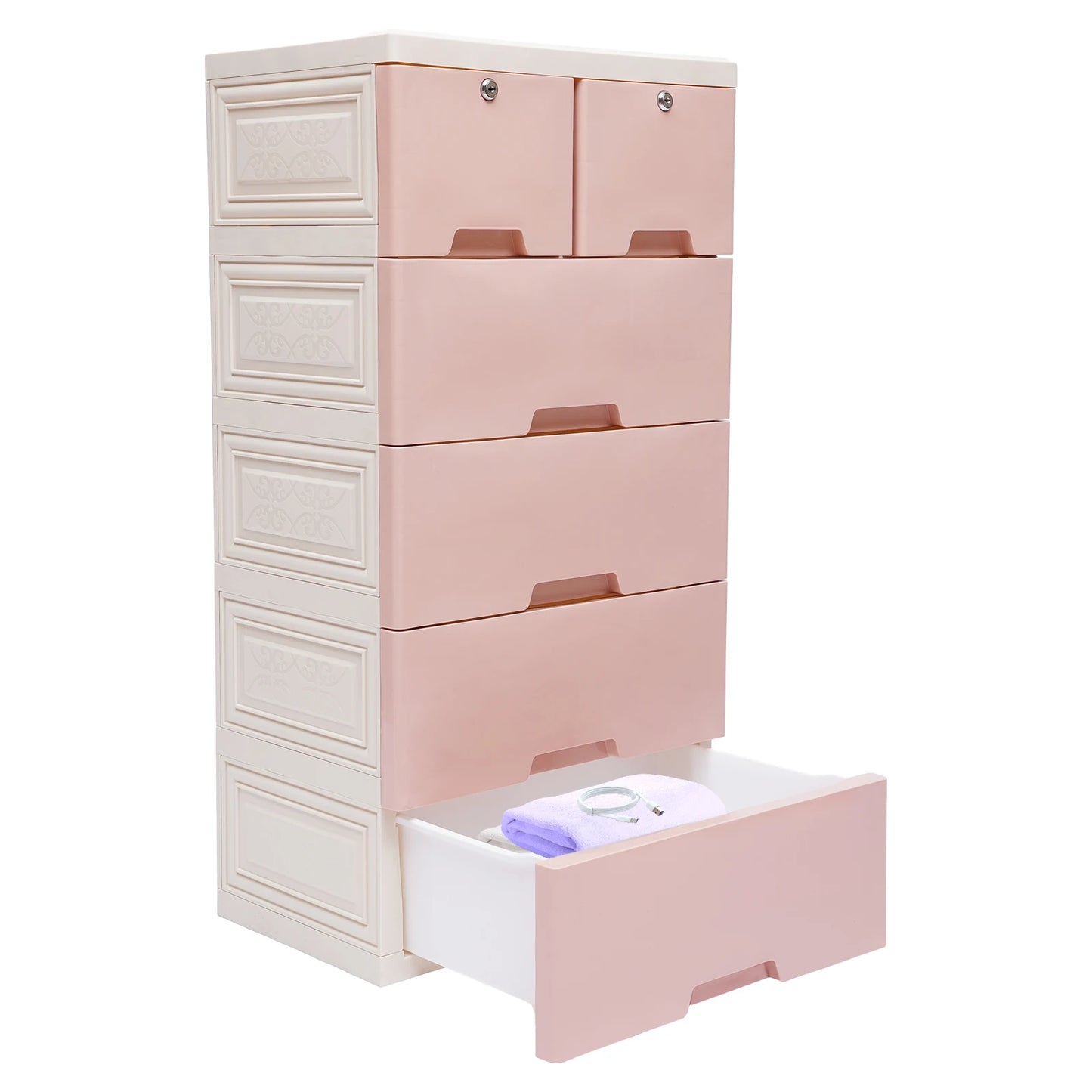 Storage Cabinet with 6 Drawers and Lock Wheels Large Capacity