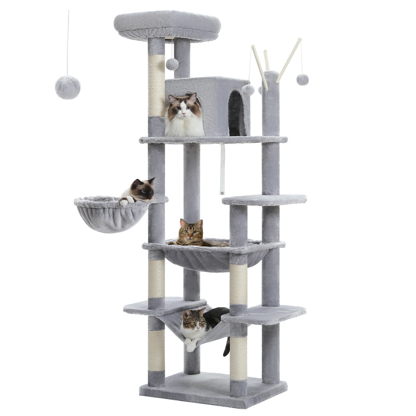 Large Cat Tree Tall Cat Tower for Indoor Cats Multi-Level Plush Cat Condo