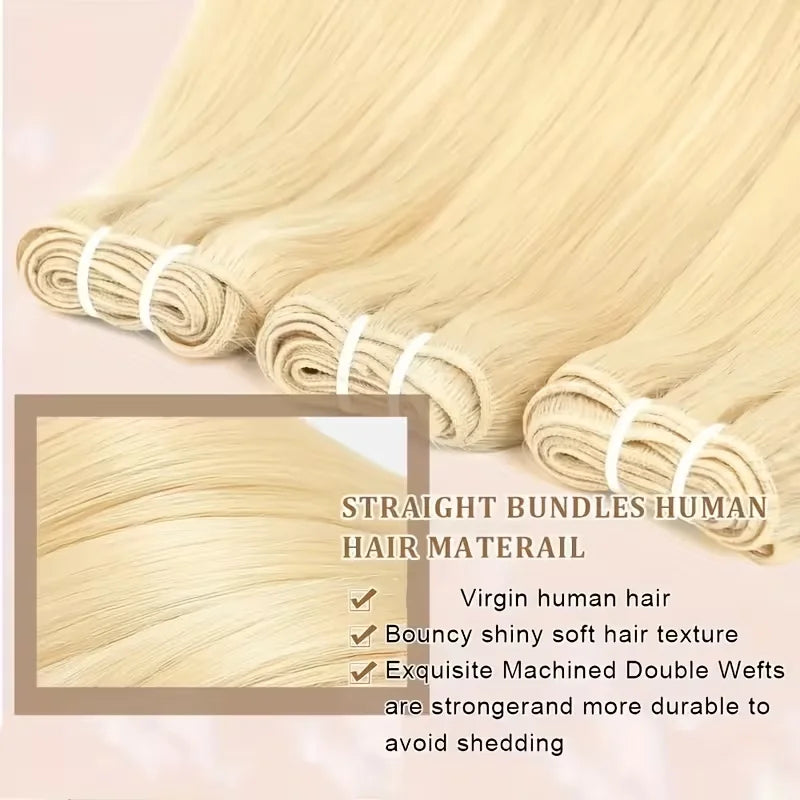 Straight 613 Blonde Color1/3/4 Brazilin an Hair Bundles Sight Weave Remy Human Hair Wig