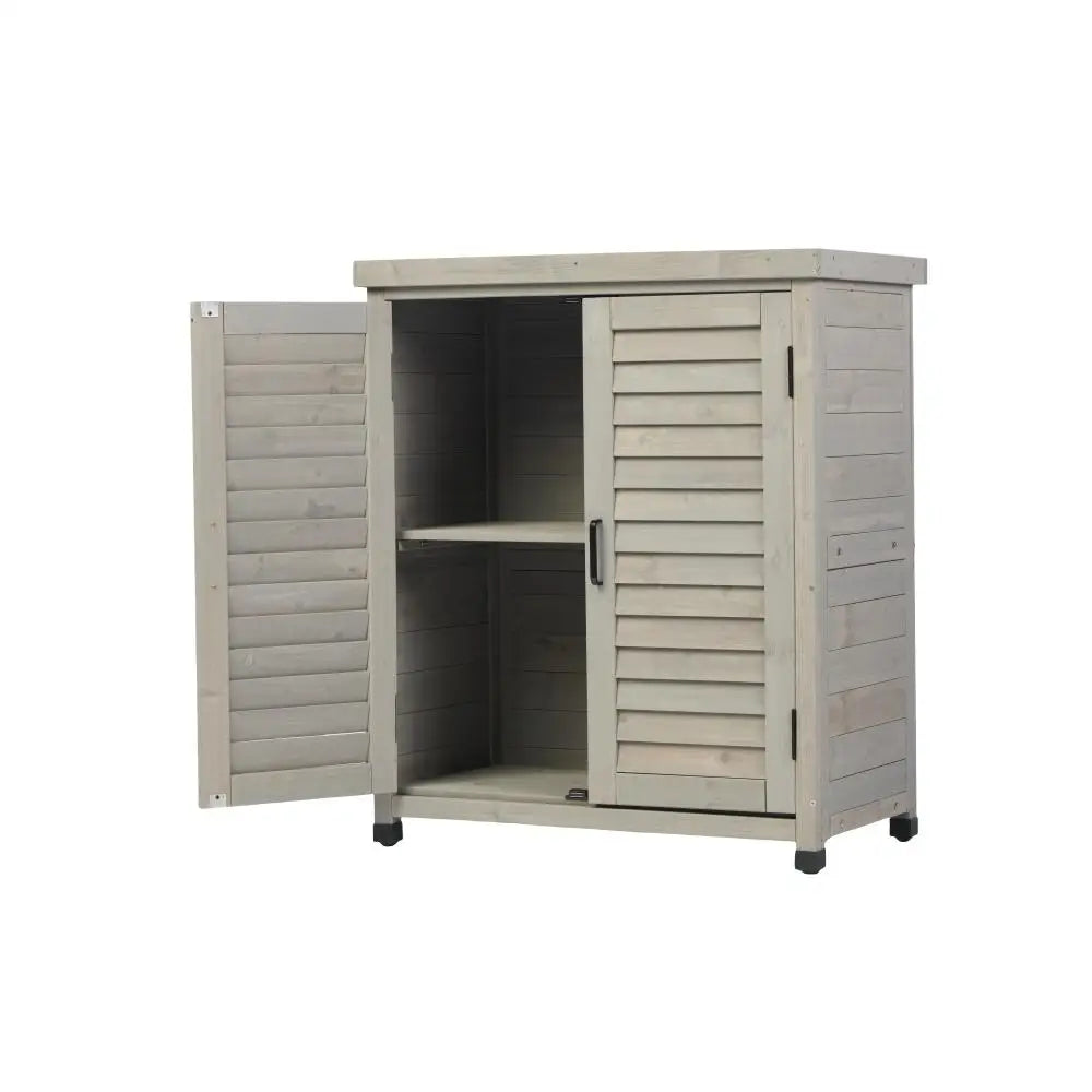 Potting Bench with Storage Cabinet and Metal Table Top for Outdoor Patio,'