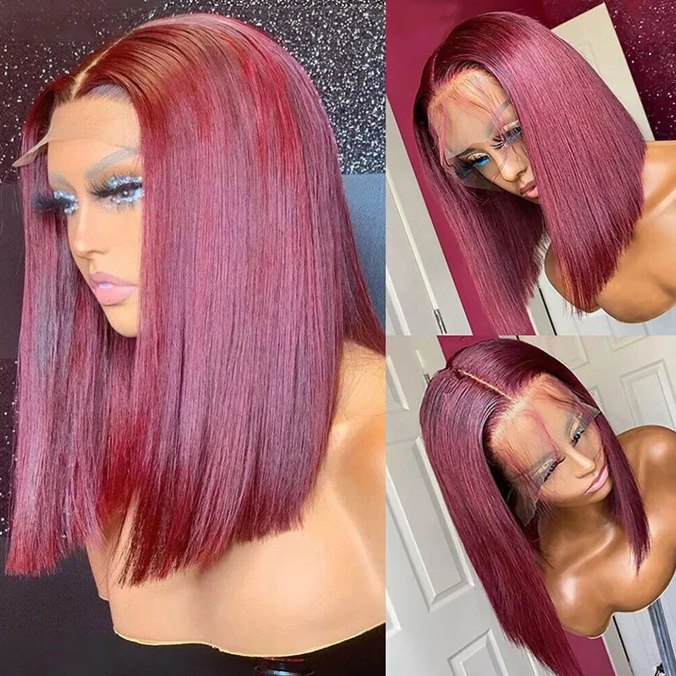 613 Blonde Bob Wig 13x4 Transparent Lace Front Human Hair Straight"