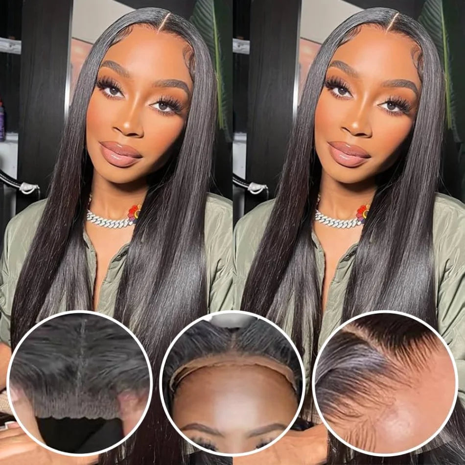 Straight Human Hair Wigs Frontal Wig Glu less