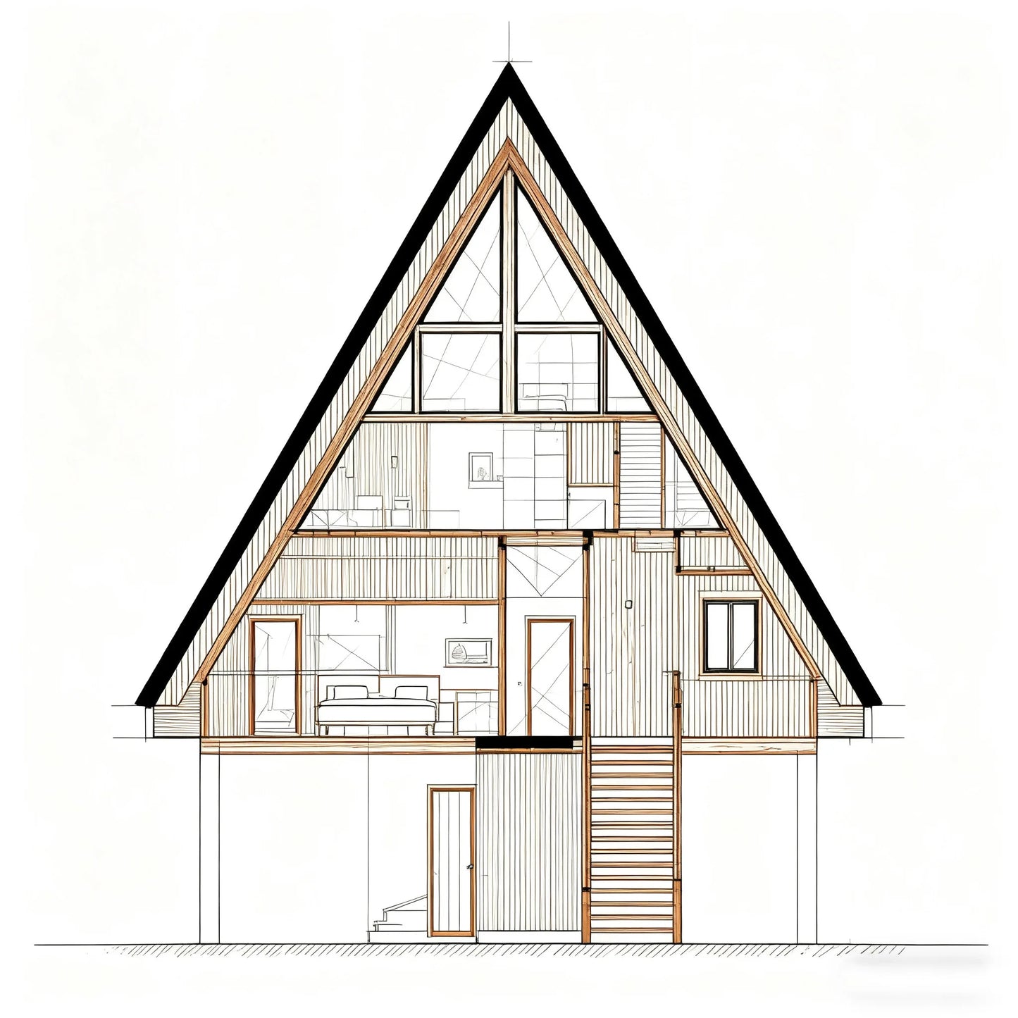 Modern Triangle A Frame House Prefabricated Tiny Cabin Portable Modular Wooden Villa Outdoor Living Home