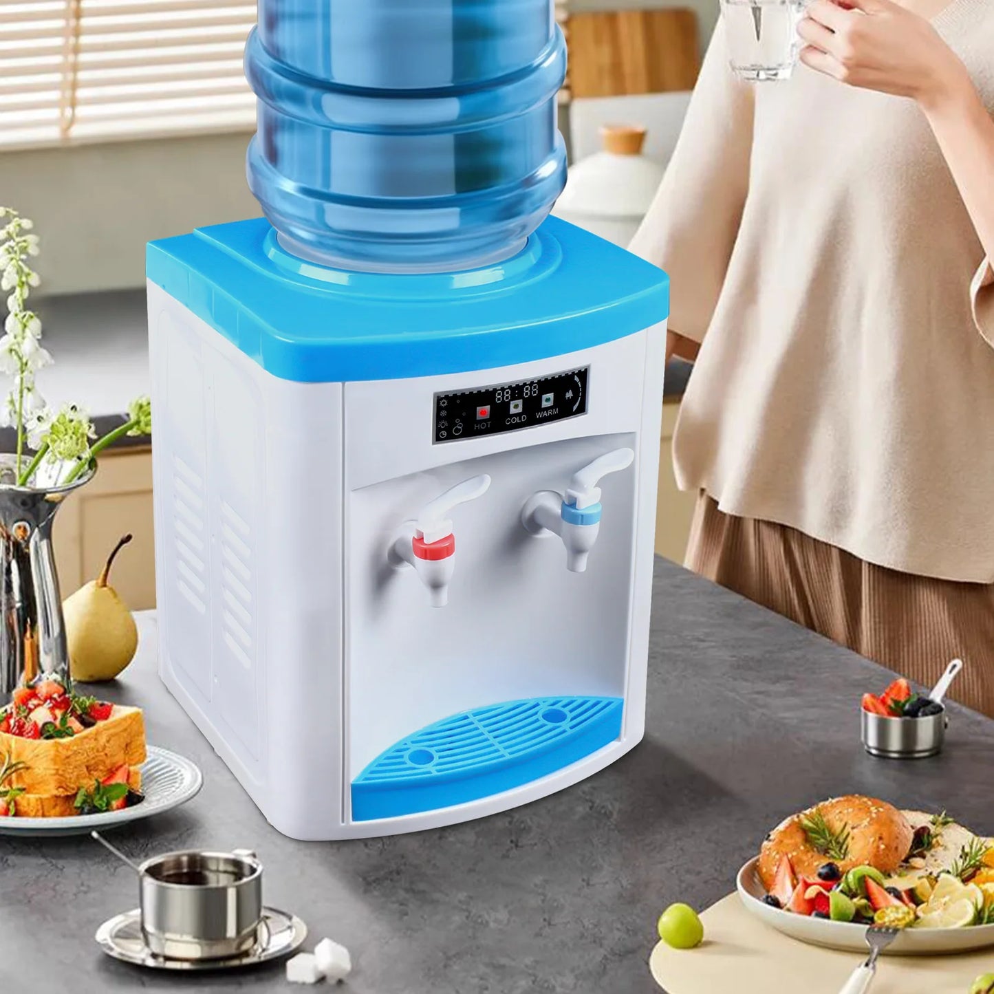 Electric Hot and Cold Water Cooler Dispenser  Desktop Top Loading