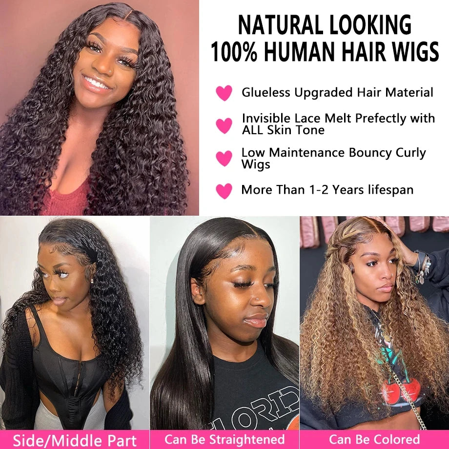13x6 Hd Lace Frontal Wig 13x4 Curly Human Hair Wigs Water Wave Human Hair Wig
