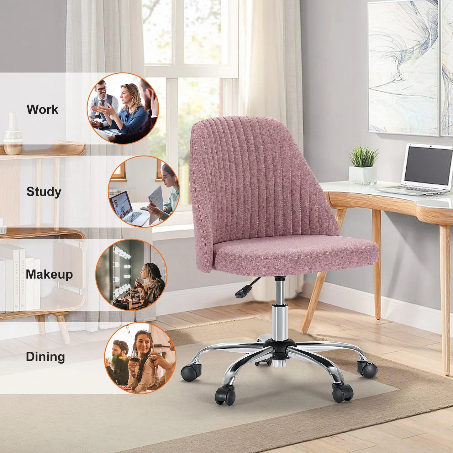 Armless Small Desk Office Chair Cute Swivel Chair