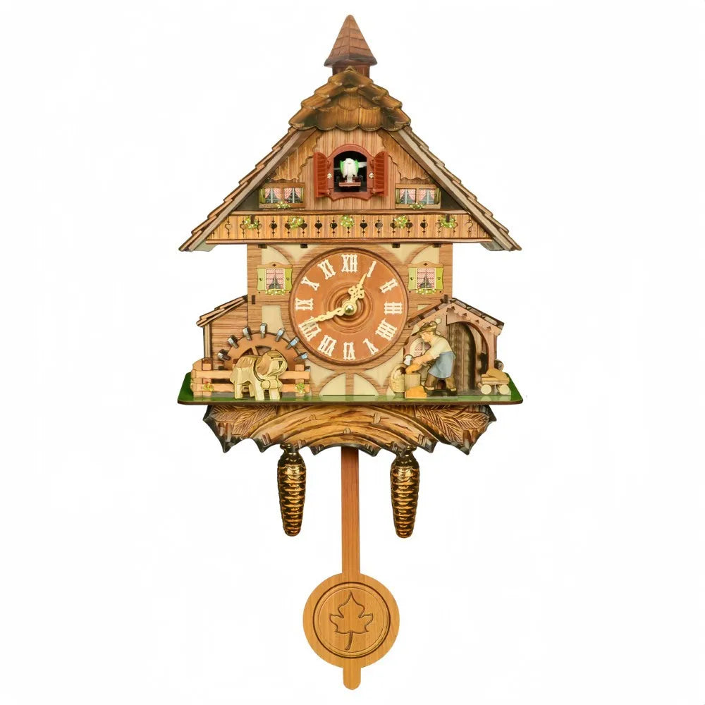 Vintage Cuckoo Wall Clock with Bird Chime Wall Watch Mechanism for Living Room