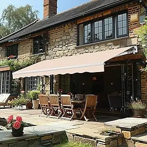 Manual Retractable Patio Awning, Outdoor Window Sun Shelter Shade