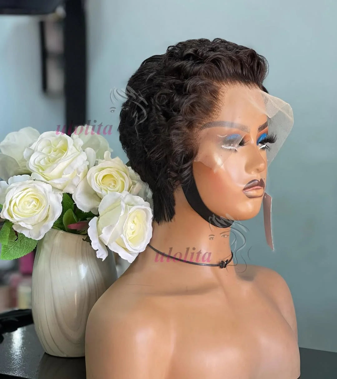 613 Blonde Pixie Cut Short Bob Loose Wave 100% Human Hair Wig Chocolate Brown