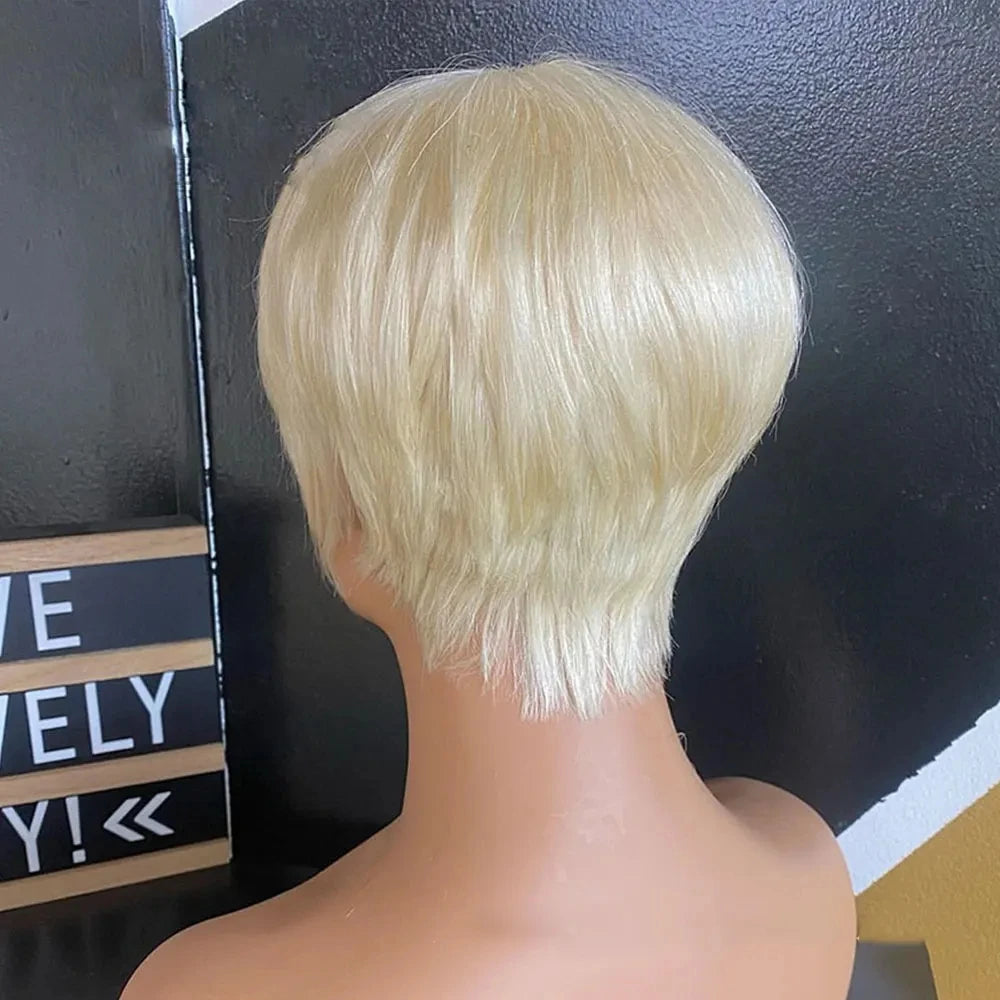 6inch 250% Density Remy Hair Wig 613 Blonde Color