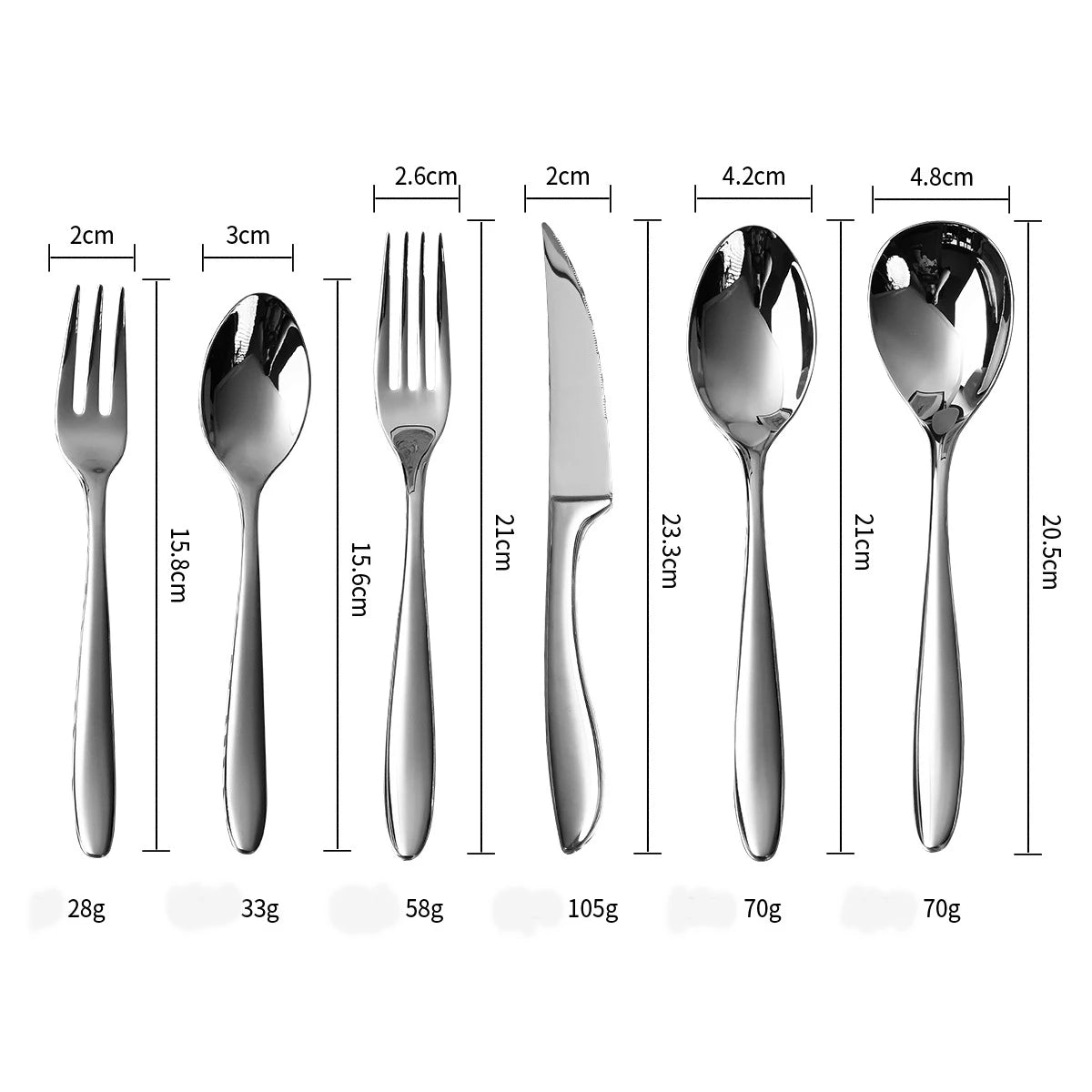 6Pcs stainless steel  high-end tableware steak, knife, fork and spoon set ,cutlery set