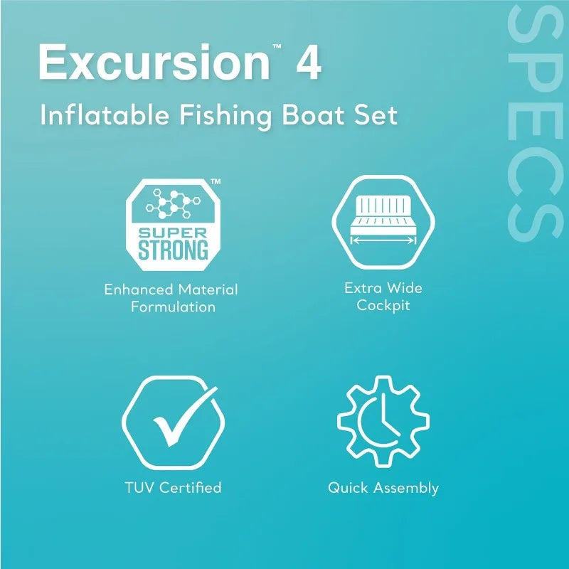 Garden Excursion 4 Inflatable Boat Set: Includes Deluxe 54in Boat Oars