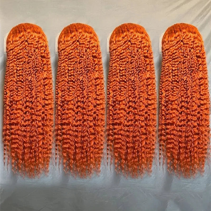 Deep Wave 40 Inch Ginger Orange Vietnamese 13x6 Lace Front Wigs