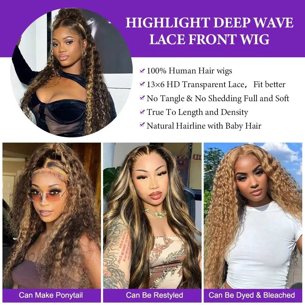 Lace Front Wig Human Hair Deep Wave