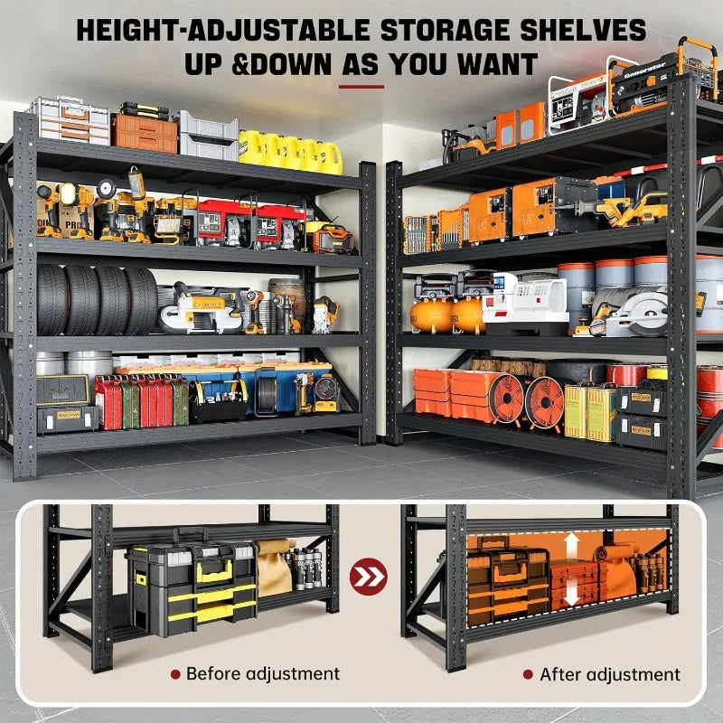 3000LBS Storage Shelves,48" W Heavy Duty Metal Adjustable Garage Shelves,