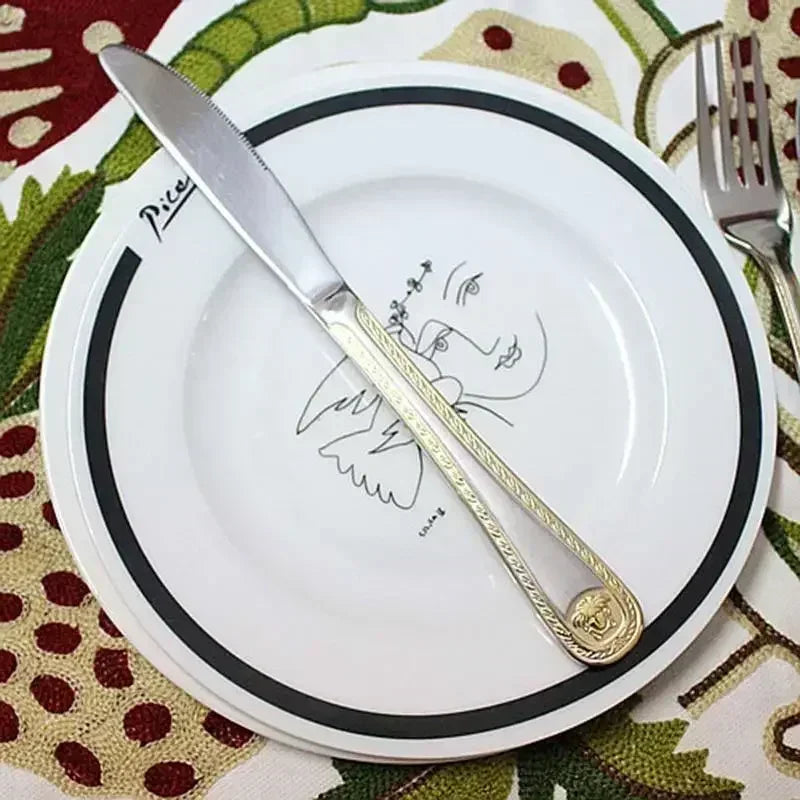 24PCS Vintage Western Gold Plated Dinnerware