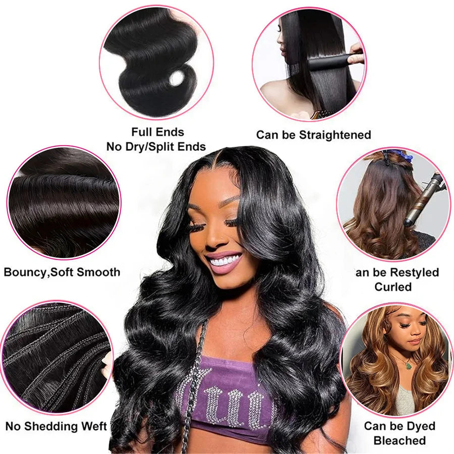 Hair Weave Bundles 100% Natural Black Human Hair Extensions
