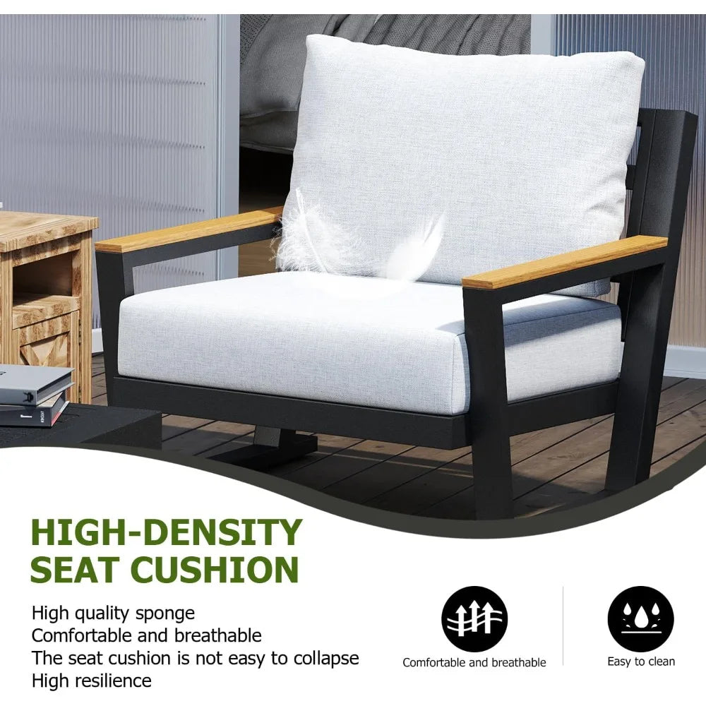 Aluminum Outdoor Furniture with Coffee Table,5 Seats Patio Furniture Set Sectional Waterproof Sofa with Conversation Set Table w