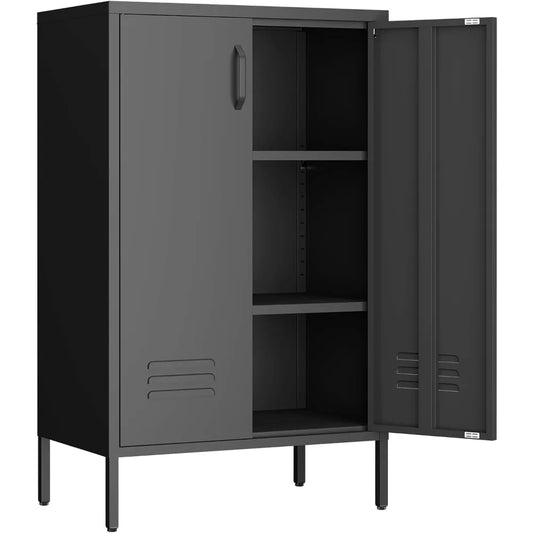 Metal Storage Cabinet,2 Door Locker Cabinet with Adjustable Shelves,