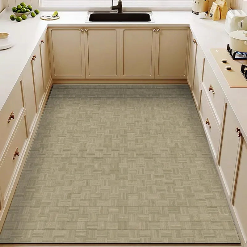 Kitchen Floor Mat Imitation Wood Grain Pvc Leather Waterproof Carpet