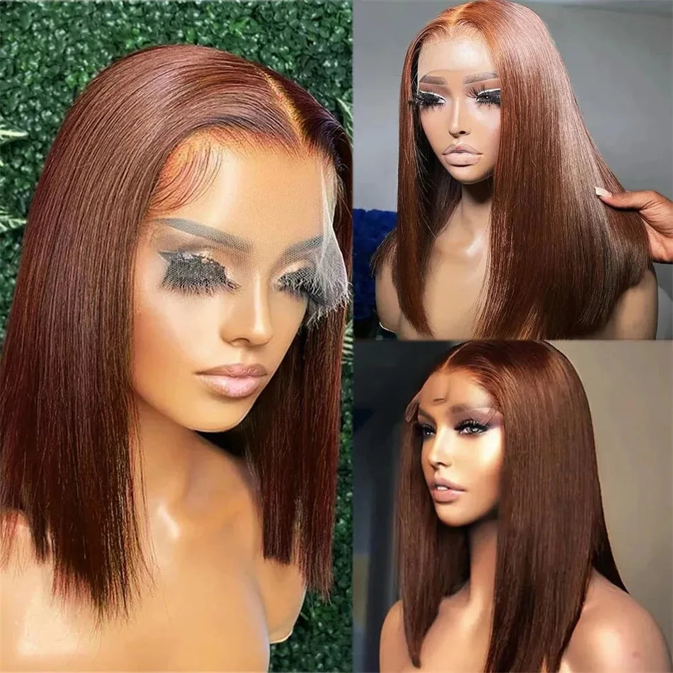613 Blonde Bob Wig 13x4 Transparent Lace Front Human Hair Straight"