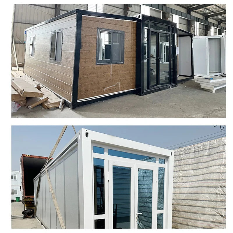 Customized Mobile Double Wing Foldable Modular 20ft Expandable Container House Tiny On Wheels With Electrical And Plumbing For S