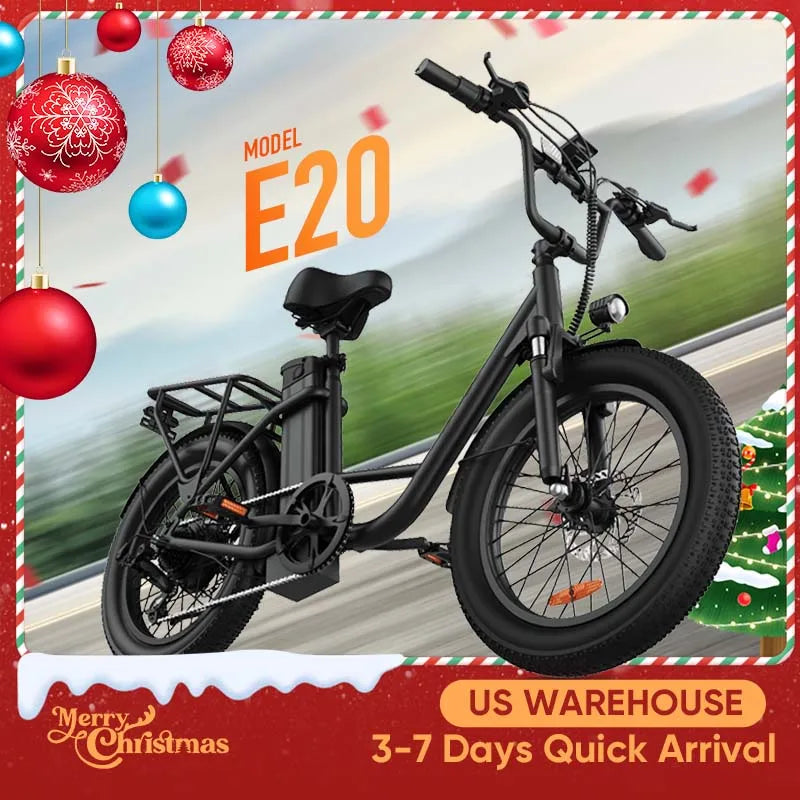 Fat Tire Electric Bike 48V 13Ah Removable Battery 20MPH 7-Speed