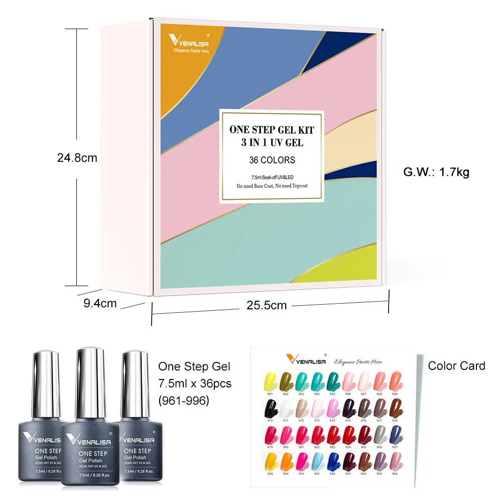 VIP5 Kit Nail Gel Polish HEMA FREE Full Coverage 36/60 Color Gel