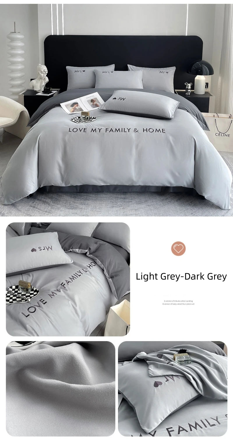 Nordic Luxury Egyptian Cotton Bedding Set King Queen Double Twin Size