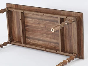 62” Wood Patio Table for 4-6 People, Farmhouse Large Indoor