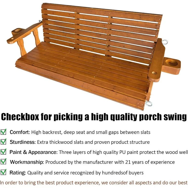 Wooden Porch Swing 2-Seater
