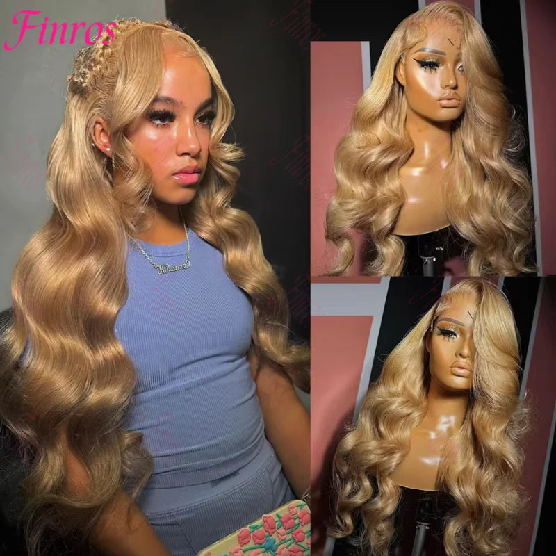 Honey Blond Body Wave 13x4 Lace Frontal Human Hair Wigs