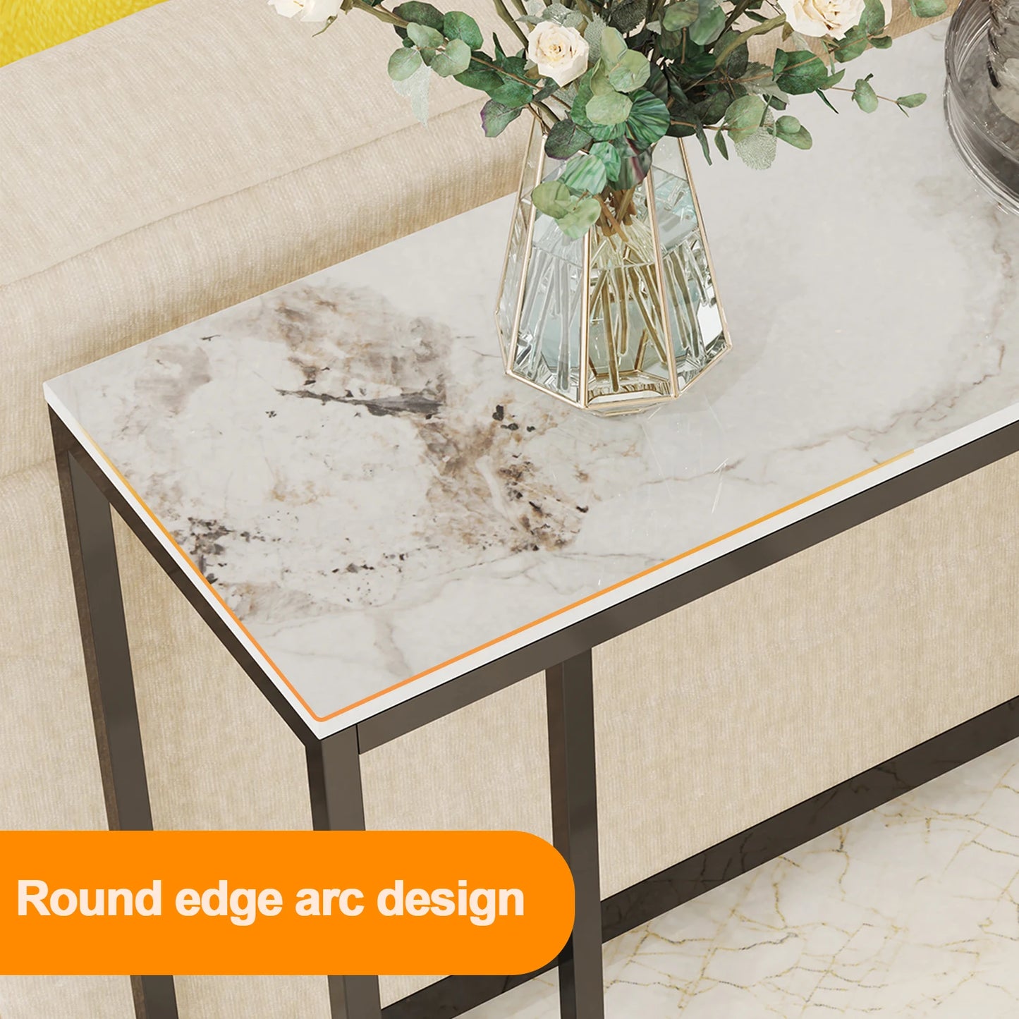 Marble Console Table Modern Accent Side Stand Sofa