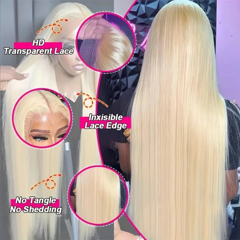 Long Inch 613 Human Hair Wig Blonde 613 Hd Lace Frontal Wig Straight Human Hair Wigs
