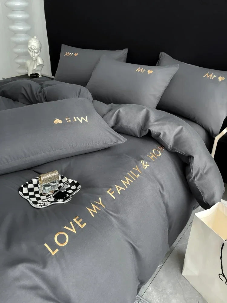 Nordic Luxury Egyptian Cotton Bedding Set King Queen Double Twin Size
