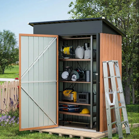5x3 Ft Storage Shed, Outdoor Metal Shed With Lock, Small Lean To Shed,