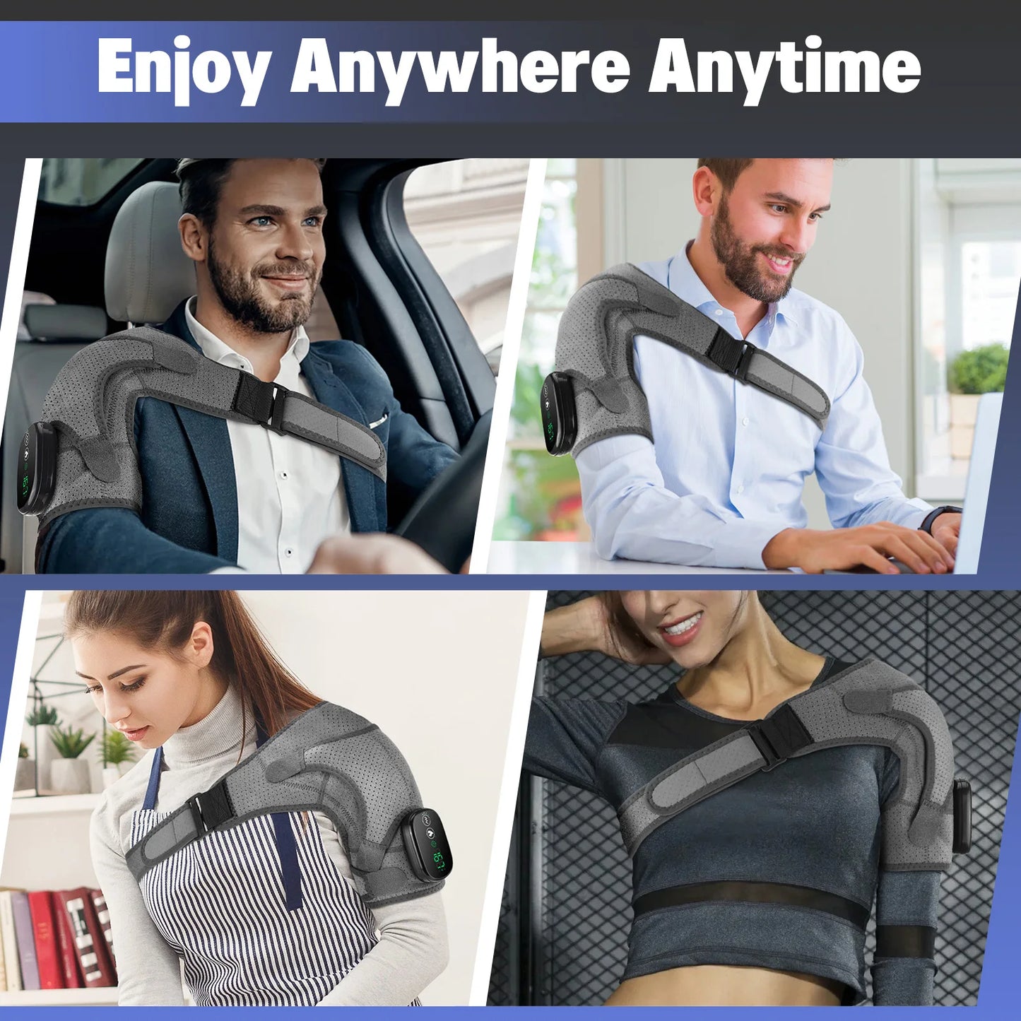 Electric Shoulder Support with Heat & Vibration - Adjustable Comfort Brace