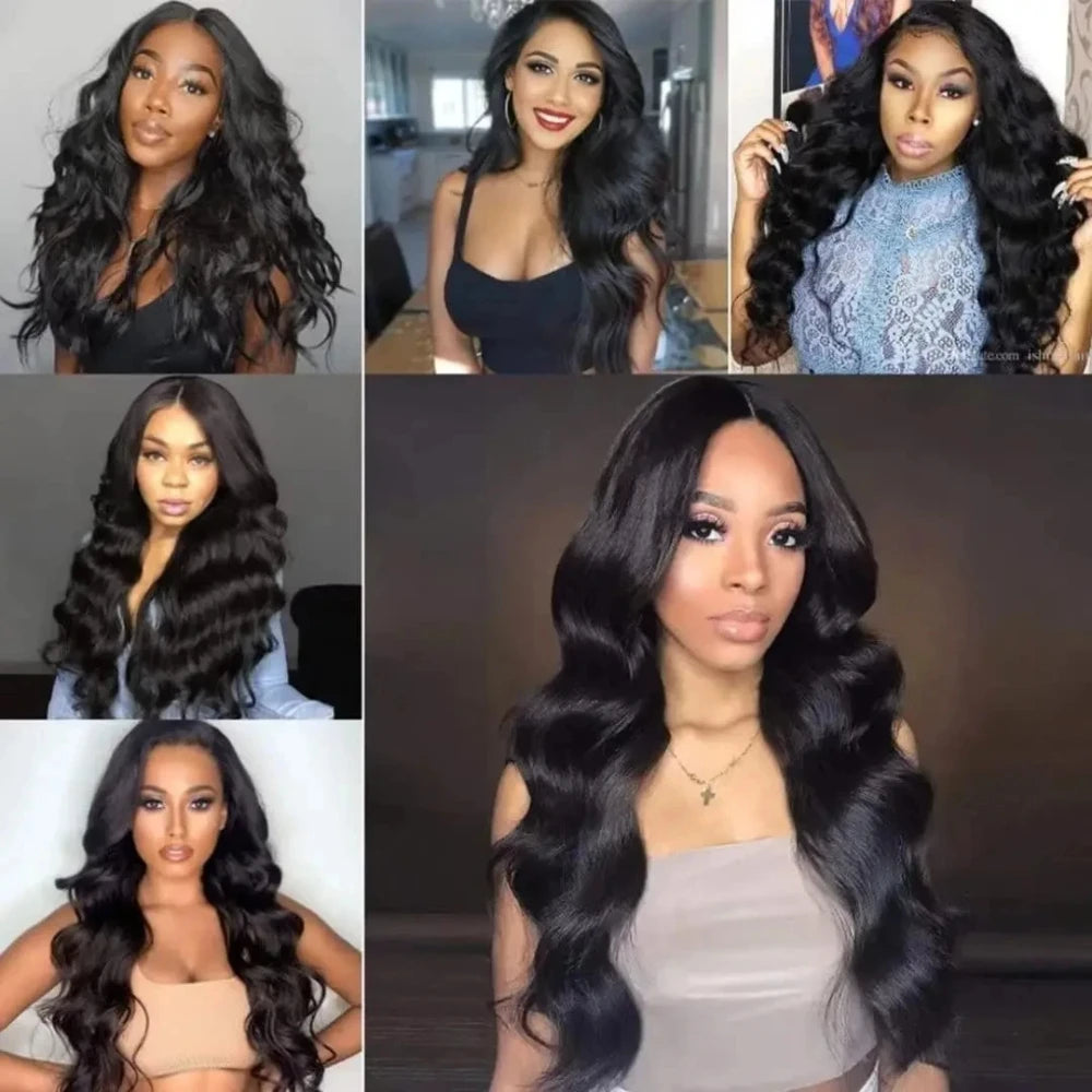No Leave Out V Part Body Wave Wigs 200% Density Upgrade Brazilian Hair 32 Inches